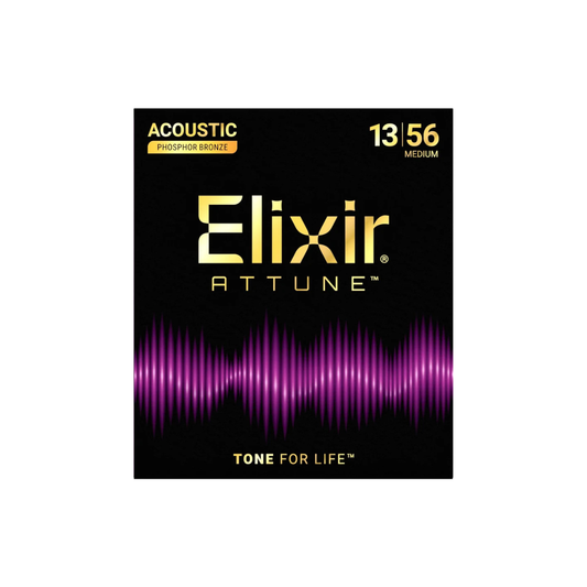 Elixir 21102 Attune Phosphor Bronze Acoustic Guitar Strings, Medium, 13-56