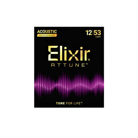 Elixir 21052 Attune Phosphor Bronze Acoustic Guitar Strings, Light, 12-53