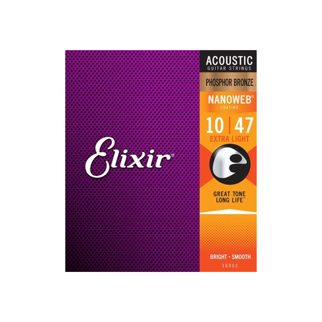 Elixir 16002 / 010-047 / Phospor Bronze Nanoweb Acoustic Guitar String